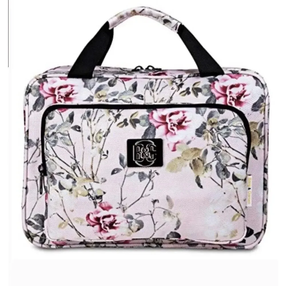 Floral Hanging Travel Cosmetic Bag - Pink Floral
